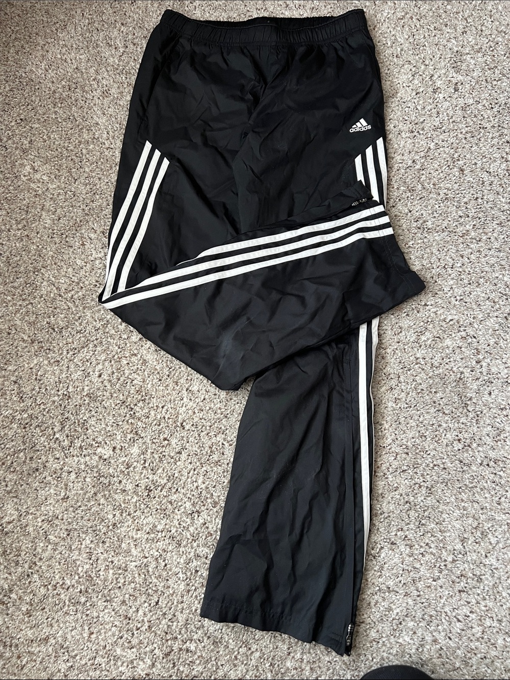 adidas Black Track Pants with White Three-Stripes
